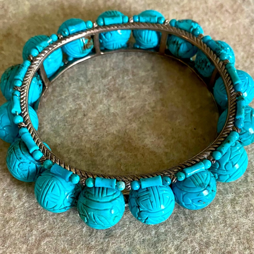Bold turquoise and silver bracelet